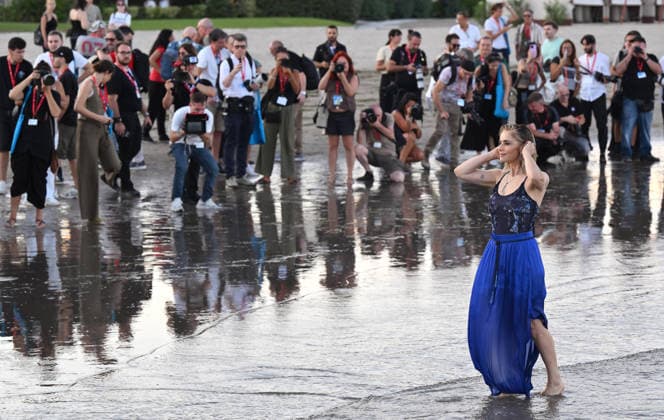 September 1, 2026, Venice, ITALY: Italian actor Greta Scarano poses for photographers at Lido Beach ahead of the 83rd annual Venice International Film Festival, in Venice, Italy, 01 September 2026. Italian actors Greta Scarano and Nicolas Maupas will hosts the opening and closing ceremony of the festival that runs from 02 to 12 September 2026. ANSA ETTORE FERRARI Venice ITALY  - ZUMAa110 20260901_zaf_a110_017 Copyright: xEttorexFerrarix