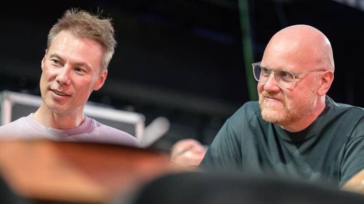 Essen: Proben zur neuen Show Groove im GOP ** NUR FÜR REDAKTIONELLE ZWECKE ** EDITORIAL USE ONLY **<p>Show-Direktor Aleks Uvarov (l.) und der musikalische Leiter Jens Eckhoff am Dienstag, den 1. September 2026, bei den Proben zur neuen Show Groove im GOP Artistical Theater an der Rottstraße in Essen. Deutschland NRW Bochum Copyright: UwexErnst