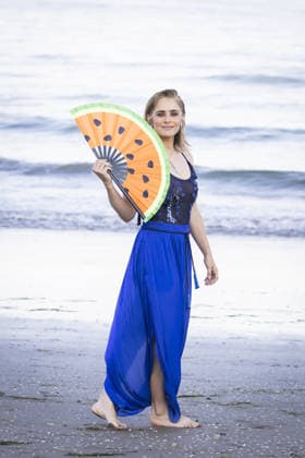 2026 Host Photocall - The 83rd Venice International Film Festival VENICE, ITALY - SEPTEMBER 01: The presenter Greta Scarano attends - with a watermelon fan, a symbol of Palestinian resistance - the 2026 host photocall ahead of the 83rd Venice International Film Festival at Hotel Excelsior on September 01, 2026 in Venice, Italy The actress and director Greta Scarano has confirmed that she has signed the pro-Palestine appeal promoted by the Venice4Palestine collective on the occasion of the 83rd Venice International Film Festival. Primo Barol Anadolu Venice Italy. Editorial use only. Please get in touch for any other usage.  Copyright: x2026xAnadoluxPrimoxBarolx