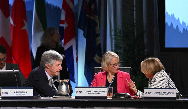 G20 Finance Ministers and Central Bank Governors Meeting In Asheville, North Carolina ASHEVILLE, USA - SEPTEMBER 1: Argentina s Central Bank s President Santiago Bausili (L) and UK s Chief Secretary to the Treasury Emma Reynolds (C) attend the second day of the G20 summit of the Finance Ministers and Central Bank Governors Meeting at the Omni Grove Park Inn in Asheville, NC, United States on September 01, 2026. US Treasury Secretary Scott Bessent is hosting a two-day meeting of the Group of 20 world leaders in finance. Peter Zay Anadolu North Carolina United States. Editorial use only. Please get in touch for any other usage.  Copyright: x2026xAnadoluxPeterxZayx