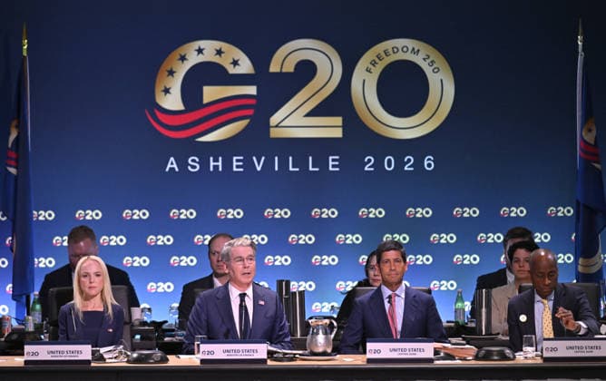G20 Finance Ministers and Central Bank Governors Meeting In Asheville, North Carolina ASHEVILLE, USA - SEPTEMBER 1: World leaders in finance take part in the second day of the G20 summit of the Finance Ministers and Central Bank Governors Meeting at the Omni Grove Park Inn in Asheville, NC, United States on September 01, 2026. US Treasury Secretary Scott Bessent is hosting a two-day meeting of the Group of 20 world leaders in finance. Peter Zay Anadolu North Carolina United States. Editorial use only. Please get in touch for any other usage.  Copyright: x2026xAnadoluxPeterxZayx