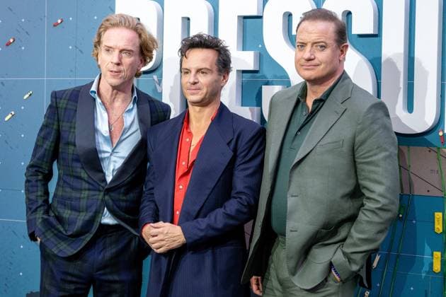 Pressure European Premiere in London. Sept 01, 2026 Pressure European Premiere at the Odeon Luxe, Leicester Square in London, England. UK. 1st September 2026. 01 Sep 2026 Pictured: Damian Lewis, Andrew Scott and Brendan Fraser.  Copyright: xThexMegaxAgencyxJWP Megax xMEGAx