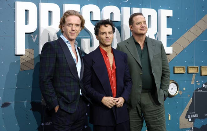 Pressure European Premiere at Odeon Luxe Leicester Square in London - 01 Sep 2026 Damian Lewis, Andrew Scott and Brendan Fraser attend the Pressure European Premiere at Odeon Luxe Leicester Square. London. United Kingdom Copyright: xFredxDuvalx xSOPAxImagesx FD_Pressure_01
