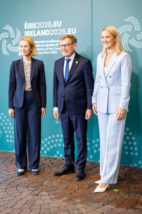 Johann Wadephul (CDU), Bundesaussenminister, nimmt am Gymnich-Treffen der Aussenminister der EU teil. Hier mit der Hohen Vertreterin fuer Aussen- und Sicherheitspolitik, Kaja Kallas, und der Aussenministerin von Irland, Helen McEntee (r) Wicklow, 02.09.2026. Fotografiert im Auftrag des Auswaertigen Amtes Wicklow Irland Copyright: xThomasxImox