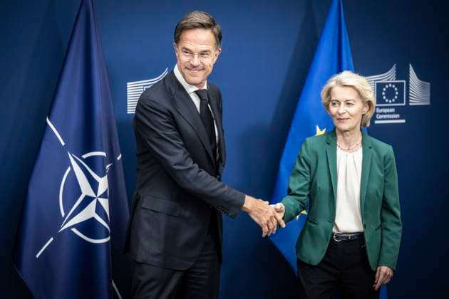 News Bilder des Tages September 2, 2026: European Commission President Ursula von der Leyen (R) and NATO Secretary General Mark Rutte make press statements before their meeting in Brussels, Belgium, Wednesday, 02.09.2026. - ZUMAw80_ 20260902_faf_w80_016 Copyright: xWiktorxDabkowskix