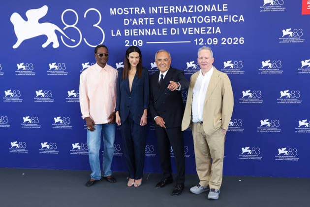 Venise 2026 Photocall NB Venezia Opera Prima Luigi De Laurentiis jury member Akinola Davies Jr., Venezia Opera Prima Luigi De Laurentiis jury president Carolina Cavalli, Artistic Director Alberto Barbera and Venezia Opera Prima Luigi De Laurentiis jury member Ted Hope attends Photocall as part of the 83th Venice International Film Festival at the Lido in Venice, Italy on September 02, 2025. Photo by Nasser Berzane ABACAPRESS.COM Venise  Copyright: xBerzanexNasser ABACAx