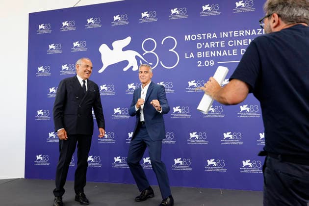 September 2, 2026, Venice, ITALY: US actor George Clooney (R) and festival director Alberto Barbera pose at a photocall ahead of the opening ceremony of the Venice Film Festival, in Venice, Italy, 02 September 2026. George Clooney will receive the Golden Lion for Lifetime Achievement Award during the 83rd edition of the Venice Film Festival that runs from 02 to 12 September 2026. ANSA FABIO FRUSTACI. Venice ITALY  - ZUMAa110 20260902_zaf_a110_027 Copyright: xFabioxFrustacix