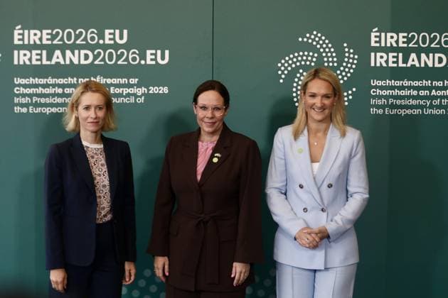 Informal Meeting of EU Foreign Affairs Ministers (Gymnich) in Ireland WICKLOW, IRELAND - SEPTEMBER 2: EU foreign policy chief Kaja Kallas (L), Irish Foreign Minister Helen McEntee (R) and Swedish Foreign Minister Maria Malmer Stenergard pose for a family photo during the informal meeting of EU foreign ministers, known as the Gymnich meeting, in Wicklow, Ireland, on September 2, 2026. Mostafa Darwish Anadolu Wicklow Ireland. Editorial use only. Please get in touch for any other usage.  Copyright: x2026xAnadoluxMostafaxDarwishx