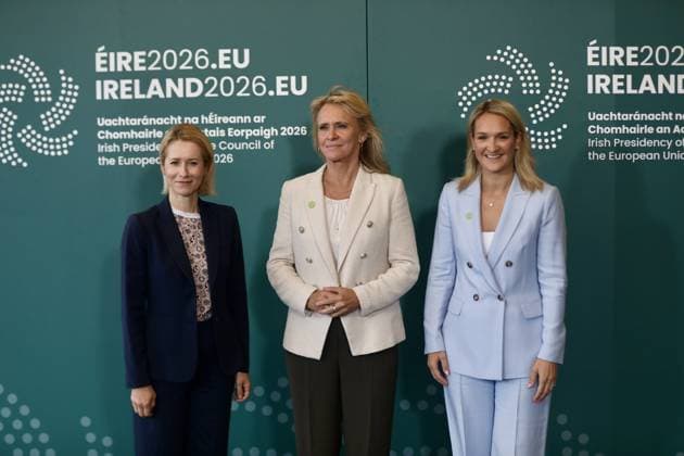 Informal Meeting of EU Foreign Affairs Ministers (Gymnich) in Ireland WICKLOW, IRELAND - SEPTEMBER 2: EU foreign policy chief Kaja Kallas (L), Irish Foreign Minister Helen McEntee (R) and Icelandic Foreign Minister Thorgerdur Katrin Gunnarsdottir pose for a family photo during the informal meeting of EU foreign ministers, known as the Gymnich meeting, in Wicklow, Ireland, on September 2, 2026. Mostafa Darwish Anadolu Wicklow Ireland. Editorial use only. Please get in touch for any other usage.  Copyright: x2026xAnadoluxMostafaxDarwishx