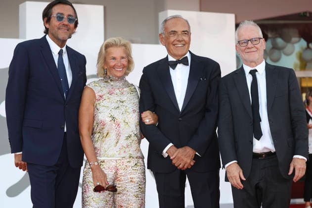 Grancois Breavoine, Iris Knobloch, Alberto Barbera und Thierry Fremaux bei der Opening Ceremony mit der Premiere des Kinofilms Ink auf der Biennale di Venezia 2023 83. Internationale Filmfestspiele von Venedig im Palazzo del Cinema. Venedig, 02.09.2026