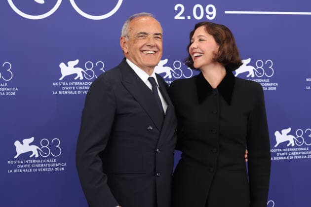 September 2, 2026, Venice, Italy: Alberto Barbera and Maggie Gyllenhaal pose at the Jury photocall during the 83rd Venice International Film Festival at Palazzo del Casino on the Lido in Venice, Italy, on 02 September 2026. Photo: Venice Italy - ZUMAm179 20260902_zep_m179_003 Copyright: xAlecxMichaelx