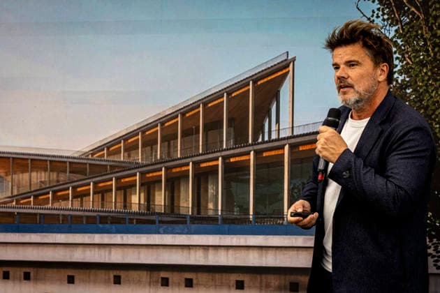 Danish architect and the Danish architectural BIG studio founder Bjarke Ingels presented the current status of the project s architectural design and samples of key materials for the Vltava Philharmonic building in Prague, at a press conference in Mnichovo Hradiste, Czech Republic, September 3rd, 2026. (CTKxPhoto RadekxPetrasek) CTKPhotoP2026090303662  CTKPhotoP2026090303662