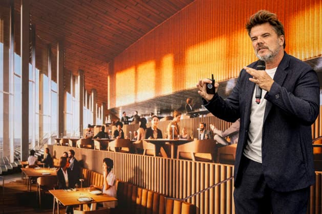 News Bilder des Tages Danish architect and the Danish architectural BIG studio founder Bjarke Ingels presented the current status of the project s architectural design and samples of key materials for the Vltava Philharmonic building in Prague, at a press conference in Mnichovo Hradiste, Czech Republic, September 3rd, 2026. (CTKxPhoto RadekxPetrasek) CTKPhotoP2026090303677  CTKPhotoP2026090303677