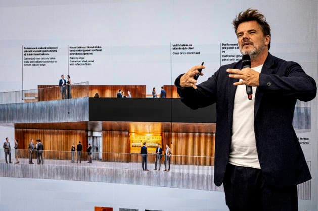 Danish architect and the Danish architectural BIG studio founder Bjarke Ingels presented the current status of the project s architectural design and samples of key materials for the Vltava Philharmonic building in Prague, at a press conference in Mnichovo Hradiste, Czech Republic, September 3rd, 2026. (CTKxPhoto RadekxPetrasek) CTKPhotoP2026090303700  CTKPhotoP2026090303700