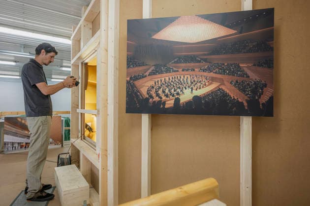 A 1:10 scale acoustic model of the main hall of the future Vltava Philharmonic, National Music Center, where acoustic testing is underway, in Mnichovo Hradiste, Czech Republic, on September 3, 2026. (CTKxPhoto RadekxPetrasek) CTKPhotoP2026090303682  CTKPhotoP2026090303682