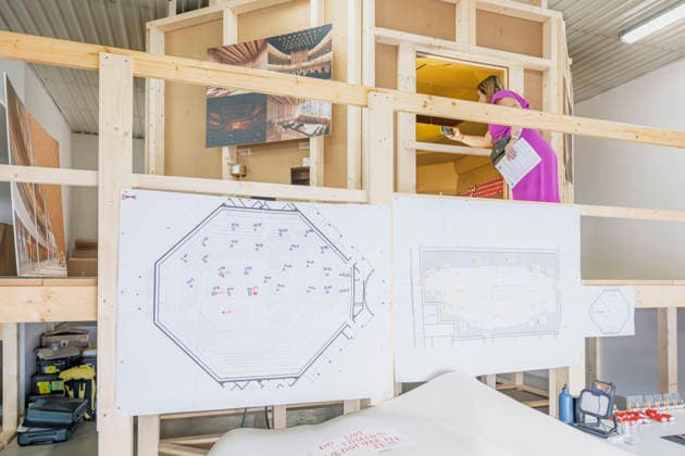 A 1:10 scale acoustic model of the main hall of the future Vltava Philharmonic, National Music Center, where acoustic testing is underway, in Mnichovo Hradiste, Czech Republic, on September 3, 2026. (CTKxPhoto RadekxPetrasek) CTKPhotoP2026090303701  CTKPhotoP2026090303701