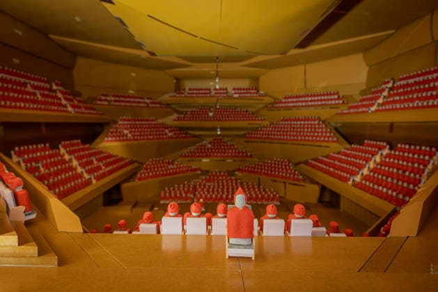 A 1:10 scale acoustic model of the main hall of the future Vltava Philharmonic, National Music Center, where acoustic testing is underway, in Mnichovo Hradiste, Czech Republic, on September 3, 2026. (CTKxPhoto RadekxPetrasek) CTKPhotoP2026090303705  CTKPhotoP2026090303705