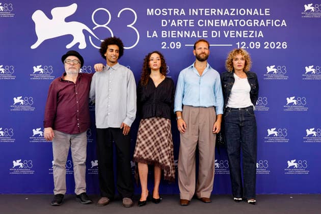 September 3, 2026, Venice, ITALY: Gianni Amelio, Ramzi Lafrindi, Beidja Yahiaoui, Alessandro Borghi, Valeria Golino pose for the photocall of ˜Nessun dolore at the 83rd annual Venice International Film Festival, in Venice, Italy, 03 September 2026. The movie is presented out of competition at the festival running from 02 to 12 September 2026. ANSA FABIO FRUSTACI. Venice ITALY  - ZUMAa110 20260903_zaf_a110_057 Copyright: xFabioxFrustacix