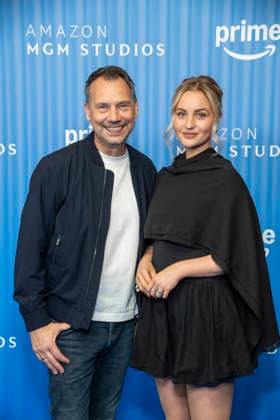 ABB PRIMEPK- Sebastian Fitzek und Sarah Mahtia zu Gast auf dem blauen Teppich bei der Media Press Line von Prime Video Presents 2026 im Kino International am 03.09.2026 in Berlin Berlin Deutschland