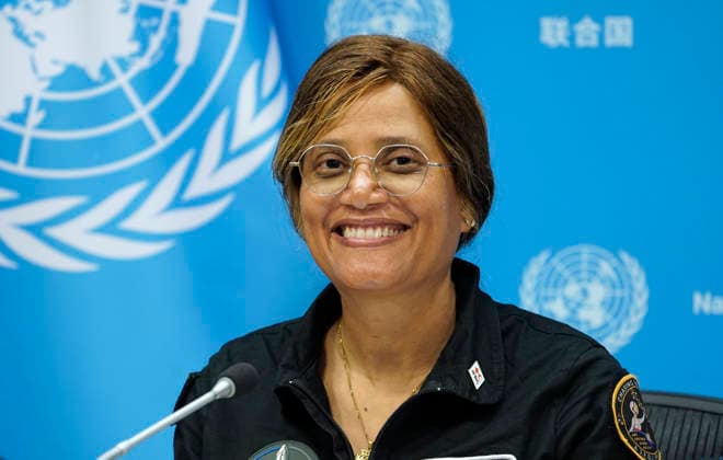 News Bilder des Tages NY: IFRC Disaster Research And Campaign Launch At The United Nations Dr Sian Proctor, Geoscientist and astronaut attends the International Federation of Red Cross and Red Crescent Societies (IFRC) on the new IFRC disaster research and campaign launch press conference at the United Nations Headquarters ion September 3 2026 in New York City. Astronauts are at the heart of push for world s first international disaster treaty New York New York United States  Copyright: xJohnxLamparskix originalFilename: lamparski-ifrcdisa260903_npHgR.jpg