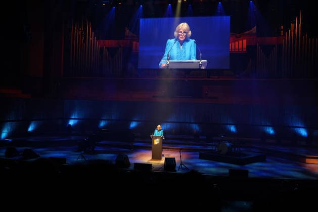 Queen Camilla Takes Part In Letters Live 2026 LONDON, ENGLAND - SEPTEMBER 03: Queen Camilla reads onstage during Letters Live 2026 at The Royal Festival Hall on September 03, 2026 in London, England., Credit:Chris Jackson PA ROTA - B68 Avalon United Kingdom, England, London, The Royal Festival Hall  Copyright: xChrisxJacksonx xPAxROTAx-xB68x xAvalonx 1130491648