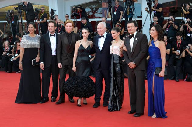 Agnes Chu, Ariel Leon Isacovitch, Domhnall Gleeson, Rooney Mara, Werner Herzog, Kate Mara, Orlando Bloom und Clara Wu Tsai bei der Premiere des Kinofilms Bucking Fastard auf der Biennale di Venezia 2023 83. Internationale Filmfestspiele von Venedig im Palazzo del Cinema. Venedig, 03.09.2026