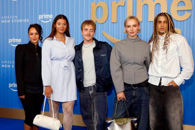Prime Video, Pressekonferenz im Kino International, Berlin, 03.09.2026 Zoe Fürmann, Manal Raga A Sabit, Kjeli Brutscheidt, Jule Hermann und Lukas von Horbatschewsky (Serie Superior S1) bei der Jahrespressekonferenz von Prime Video Deutschland im Kino International in Berlin am 3.9.2026 Berlin Kino International Copyright: xAnitaxBuggex