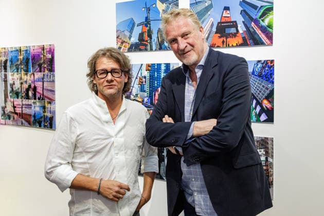 03.09.2026. Düsseldorf. (l-r) Galerist Dirk Geuer und Fotograf und Filmproduzent Michael Souvignier bei seiner Ausstellung New York 1981 bis heute in der Galerie Geuer & Geuer. Düsseldorf Geuer & Geuer Art Nordrhein-Westfalen Deutschland