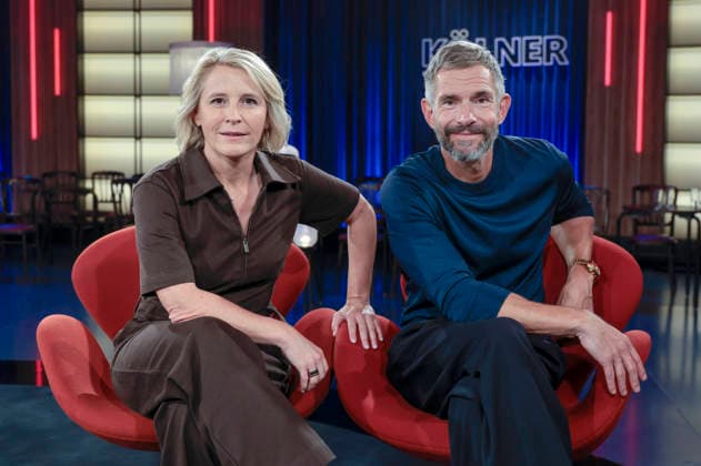 Susan Link und Micky Beisenherz bei der Aufzeichnung der WDR-Talkshow Kölner Treff im WDR Studio BS 3. Köln, 03.09.2026