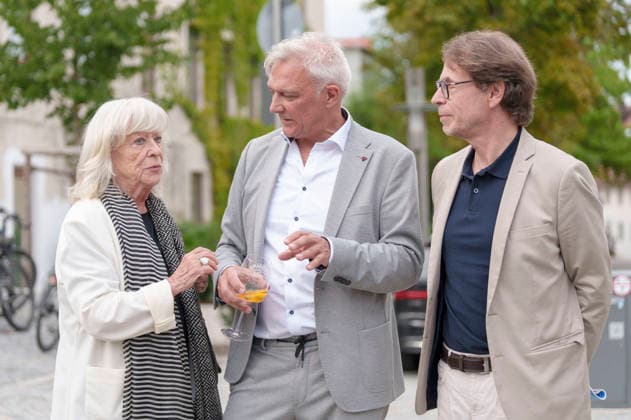 Margarethe von Trotta, Matthias Helwig und Felix Moeller bei der Eröffnung vom 20. Fünf Seen Filmfestival 2026 in der Schlossberghalle. Starnberg, 03.09.2026