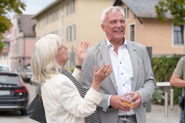 Margarethe von Trotta und Matthias Helwig bei der Eröffnung vom 20. Fünf Seen Filmfestival 2026 in der Schlossberghalle. Starnberg, 03.09.2026