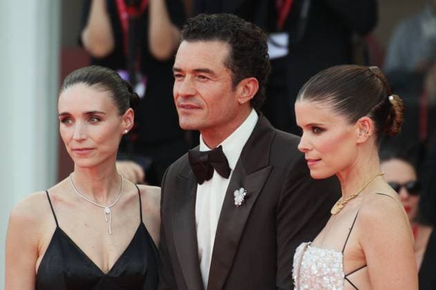 Filmfestival Venedig, Italien. September 3, 2026, Venice Lido, Veneto, Italy. Rooney Mara, Orlando Bloom and Kate Mara during the Bucking Fastard - Red Carpet, during the 83rd Venice Film Festival at Venezia Lido.