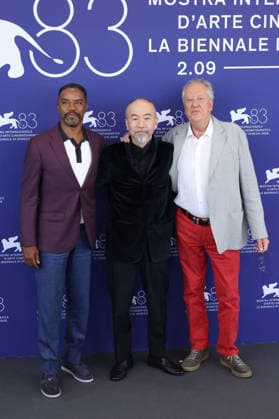 Venice 2026 Mr. Nelson, Did You Kill People Photocall NB Rodney Hicks, hin ya Tsukamoto, Geoffrey Rush attending the Mr. Nelson, Did You Kill People? Photocall as part of the 83th Venice International Film Festival at the Lido in Venice, Italy on September 04, 2026. Photo by Nasser Berzane ABACAPRESS.COM Venice Italy  Copyright: xBerzanexNasser ABACAx