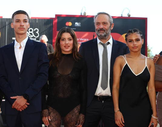 September 4, 2026, Venice Lido, Veneto, Italy: Cast and crew of whom KENJI PEYRAN, MALOU KHEBIZI and director CEDRIC KAHN during the A Place to Heal red carpet at the 83rd Venice Film Festival at Sala Grande in Venice Lido, Italy Venice Lido Italy  - ZUMAc179 20260904_zep_c179_185 Copyright: xMickaelxChavetx