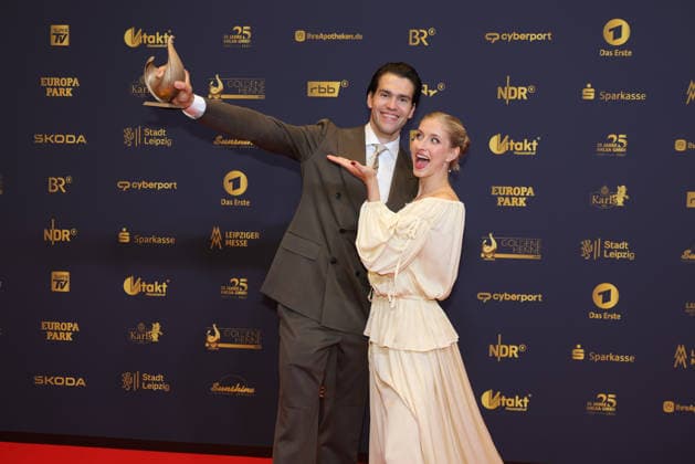 Verleihung Goldene Henne 2026 Minerva Hase und Nikita Volodin, Gewinner der goldenen Henne in der Kategorie Sport. Verleihung der Goldenen Henne 2026 am 04.09.2026 in der Leipziger Messe, Halle 1. Leipzig, Sachsen, Deutschland.
