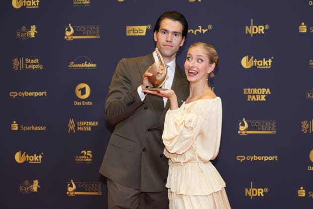Verleihung Goldene Henne 2026 Minerva Hase und Nikita Volodin, Gewinner der goldenen Henne in der Kategorie Sport. Verleihung der Goldenen Henne 2026 am 04.09.2026 in der Leipziger Messe, Halle 1. Leipzig, Sachsen, Deutschland.