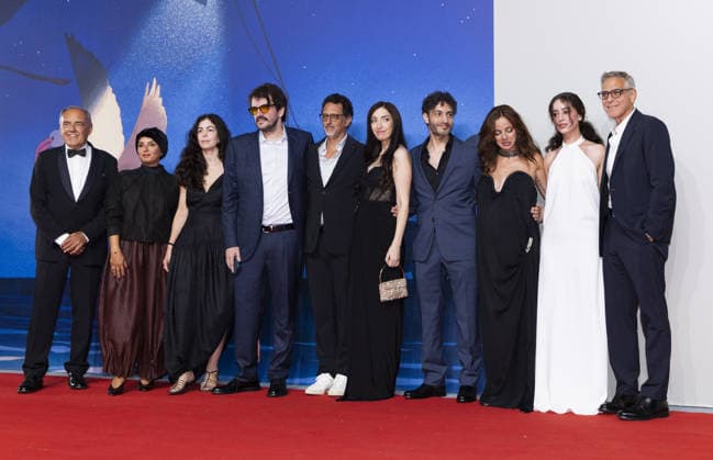 83rd Venice International Film Festival VENICE, ITALY - SEPTEMBER 04: (L-R) Alberto Barbera, a guest, Berta Marchiori, Rodrigo Teixeira, Grant Heslov, Nora Mariana, Rami Kodeih, Rym Mroue, Maria Nakouzi and George Clooney attend the Furies Screening during the 83rd Venice International Film Festival at Sala Giardino on September 04, 2026 in Venice, Italy. Primo Barol Anadolu Venice Italy. Editorial use only. Please get in touch for any other usage. Copyright: x2026xAnadoluxPrimoxBarolx