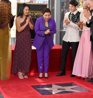 Filipina actress and singer Lea Salonga (C) reacts as her star is unveiled during a ceremony honoring her with the 2,855th star on the Hollywood Walk of Fame in Los Angeles on Friday, September 4, 2026.  LAP2026090416 JIMxRUYMEN
