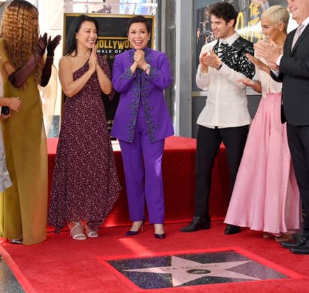 Filipina actress and singer Lea Salonga (C) reacts as her star is unveiled during a ceremony honoring her with the 2,855th star on the Hollywood Walk of Fame in Los Angeles on Friday, September 4, 2026.  LAP2026090417 JIMxRUYMEN