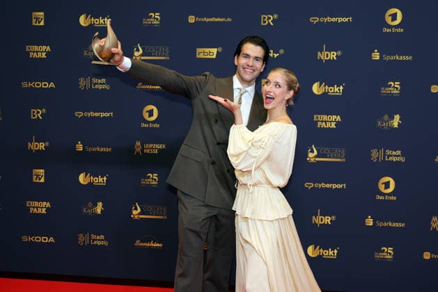 Verleihung Goldene Henne 2026 Minerva Hase und Nikita Volodin, Gewinner der goldenen Henne in der Kategorie Sport. Verleihung der Goldenen Henne 2026 am 04.09.2026 in der Leipziger Messe, Halle 1. Leipzig, Sachsen, Deutschland.