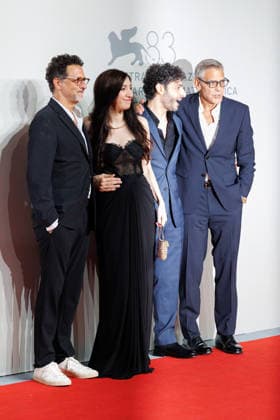 News - Furies Red Carpet - The 83rd Venice International Film Festival VENICE, ITALY - SEPTEMBER 04: (L-R) Grant Heslov, Nora Mariana, Rami Kodeih, and George Clooney attend the Furies Screening during the 83rd Venice International Film Festival at Sala Giardino on September 04, 2026 in Venice, Italy. Photo: Cinzia Camela. Lido di Venezia Sala Giardino Italy Copyright: xCinziaxCamelax xLiveMediax LPN_2642791