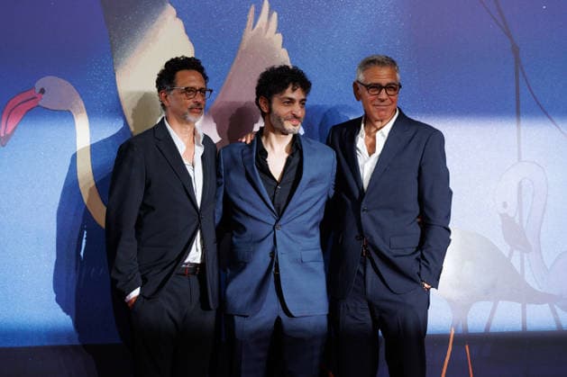 IPA88134955 - VENICE, ITALY - SEPTEMBER 4: (L-R) Grant Heslov, Rami Kodeih, and George Clooney attend the screening of Furies during the 83rd Venice International Film Festival at Sala Giardino on September 4, 2026, in Venice, Italy. Photo: Cinzia Camela.  Copyright: xCinziaxCamela LiveMediax xCinziaxCamela LiveMediax 88134955