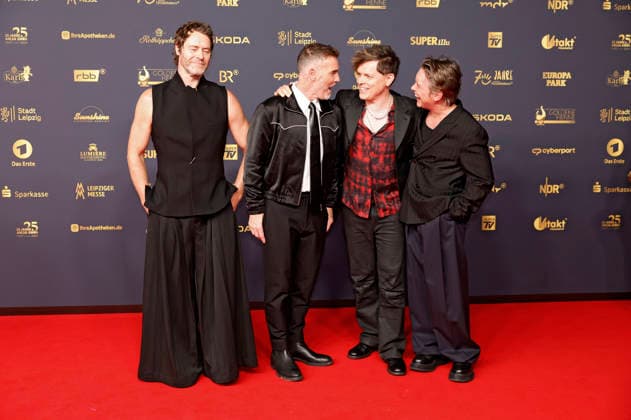 Howard Donald, Gary Barlow und Mark Owen von Take That und Michael Patrick Kelly bei der 32. Verleihung der Goldenen Henne 2026 in der Leipziger Messe. Leipzig, 04.09.2026