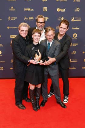 Hendrik Handloegten, Liv Lisa Fries, Achim von Borries, Volker Bruch und Tom Tykwer bei der 32. Verleihung der Goldenen Henne 2026 in der Leipziger Messe. Leipzig, 04.09.2026