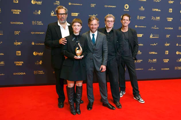 Achim von Borries, Liv Lisa Fries, Volker Bruch, Hendrik Handloegten und Tom Tykwer bei der 32. Verleihung der Goldenen Henne 2026 in der Leipziger Messe. Leipzig, 04.09.2026