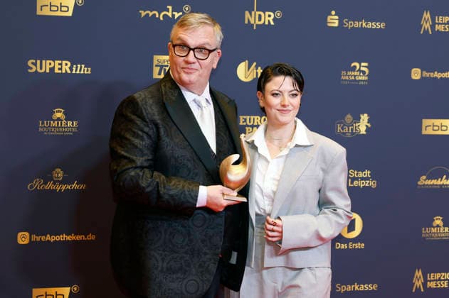 Hape Kerkeling und Tahnee Schaffarczyk bei der 32. Verleihung der Goldenen Henne 2026 in der Leipziger Messe. Leipzig, 04.09.2026