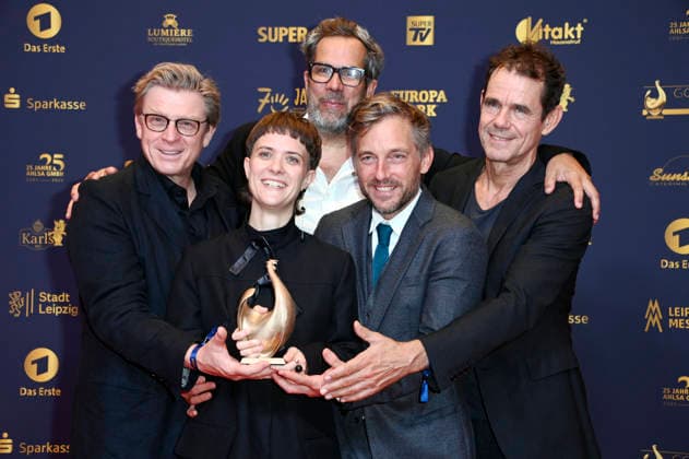 Hendrik Handloegten, Liv Lisa Fries, Achim von Borries, Volker Bruch und Tom Tykwer bei der 32. Verleihung der Goldenen Henne 2026 in der Leipziger Messe. Leipzig, 04.09.2026
