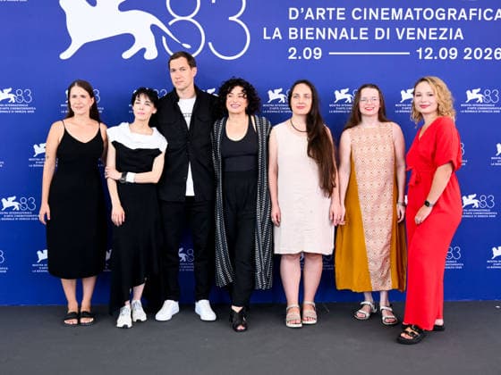 IPA88141647 - Venice, 83rd Venice International Film Festival 2026 - Day 4. Photocall for My Undesirable Friends: Part II. Pictured are Sonya Groysman, Anna Nemzer, Peter Ruzavin, Julia Loktev, Elena Kostyuchenko, Yana Kuchina, and Valeria Ratnikova.  Copyright: xAlbertoxTerenghix xPoolxPhotoxEventsx08x 88141647