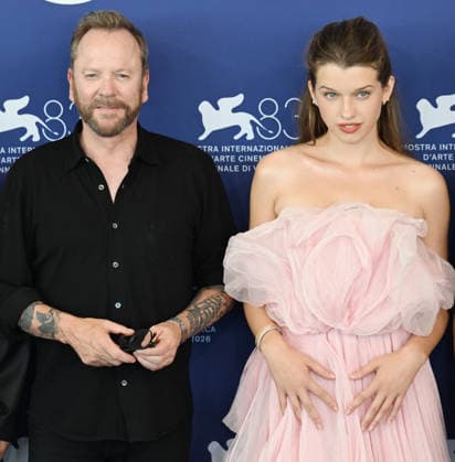 American actor Kiefer Sutherland and actress Ever Anderson attend a photo call for Father Joe at the 83rd Venice Film Festival in Venice, Italy on Saturday, September 5, 2026.  VEN20260905133 RUNExHELLESTAD