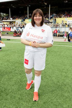 Katharina Fegebank beim Benefiz-Fußballspiel Kicken mit Herz zu Gunsten der Kinderstation des UKE im Stadion Hoheluft. Hamburg, 06.09.2026